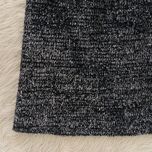 Anthropologie Hutch Silver Metallic Tinsel Black Saint-Michel Holiday Mini Skirt - Picture 4 of 9